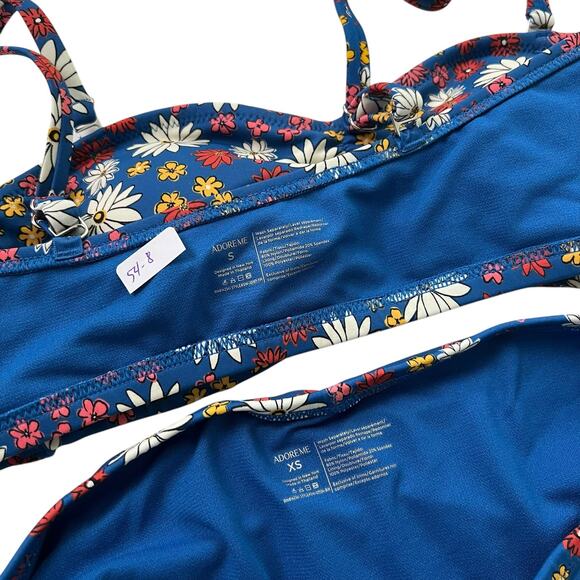 Adore Me Blue Multicolor Floral  Swimsuit Size Bottom XS Top Small NWOT | 54-8 - Picture 4 of 7